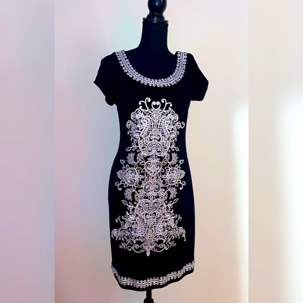 Black & White Dress with Gold